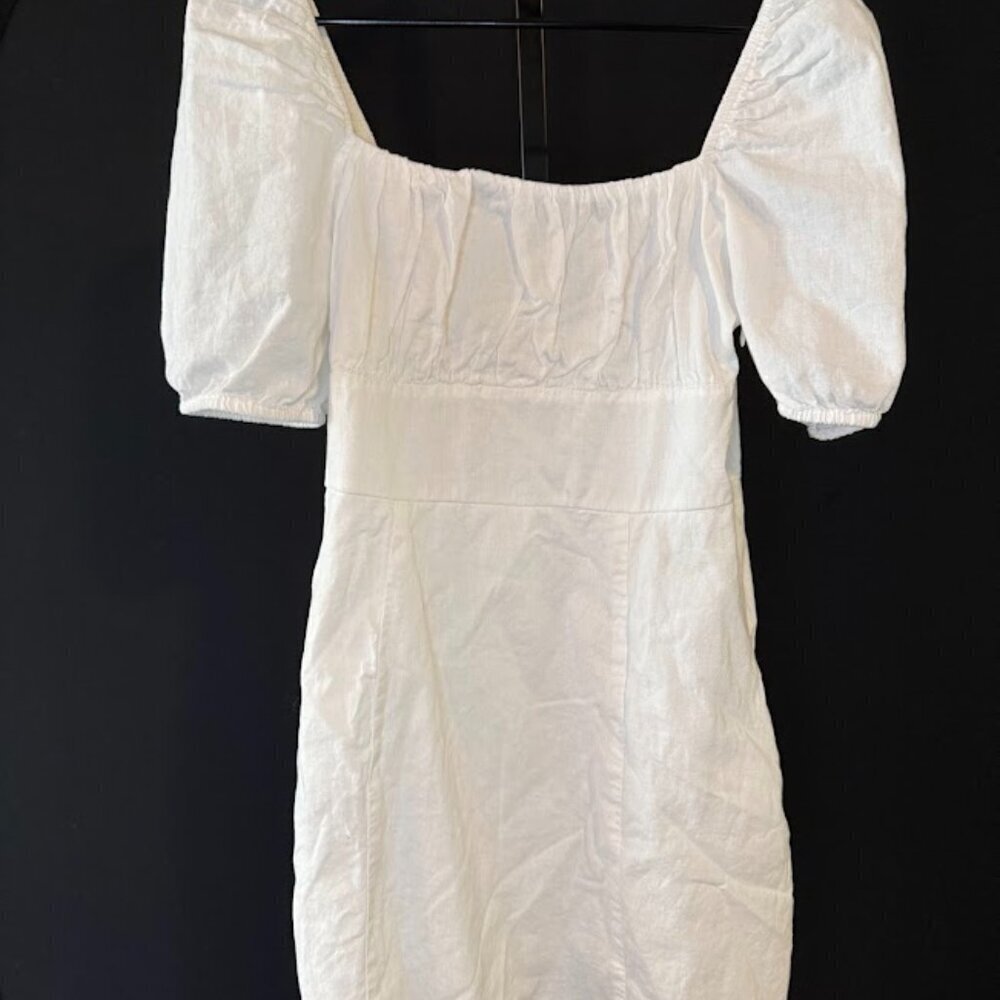 H&M Divided White Cotton/Linen Mini Dress